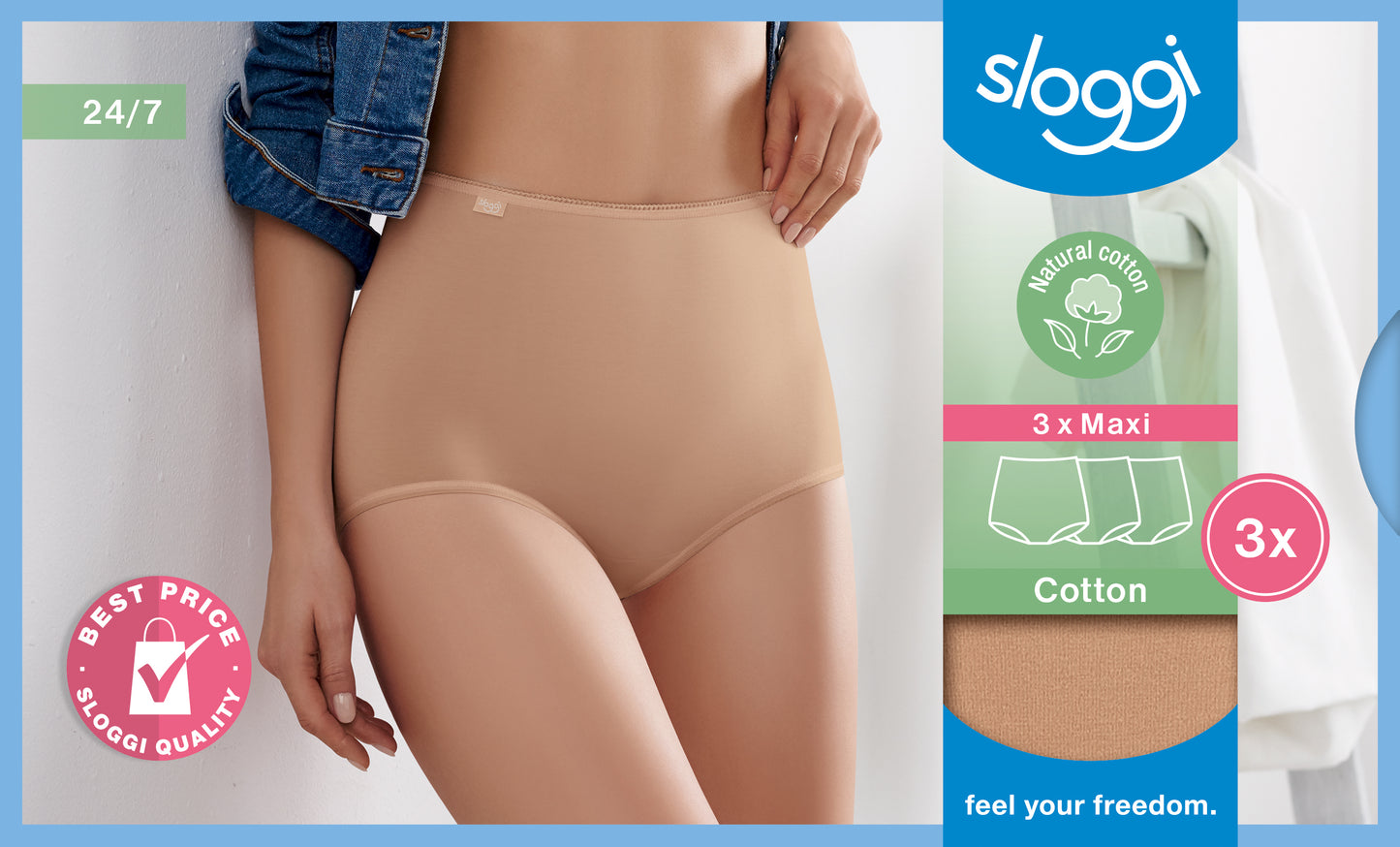 Pack 3 Sloggi 24/7 Cotton Maxi Briefs